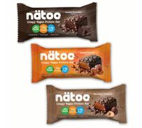 NÄTOO Barrette Proteiche Crispy 50gr. - Protein Bar vegane a Basso contenuto di Zuccheri - LOW Carb (Gusti Misti, Confezione 9 barrette) - Gluten Free