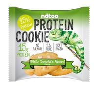 NÄTOO Biscotti Proteici - 12 Biscotti ad alto contenuto proteico (13g l'uno) - Senza olio di palma - Solo 243 calorie - Snack proteici ad alto contenuto di fibre Almond White Chocolate