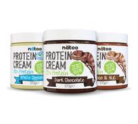 NÄTOO Crema Proteica senza Zucchero, 3x250g, 28% di Proteine, Keto Diet, Crema Spalmabile Senza Zucchero, Ideali come Dieta Chetogenica Prodotti, Cioccolato Fondente, Bianco e Nocciola