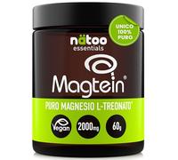 Nätoo Magnesio Treonato in Polvere Solubile 60 mg, Integratore di Magtein® Puro per Sistema Nervoso, Memoria e Concentrazione, Magnesio in Polvere, Facile da Sciogliere, Insapore, Vegan