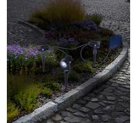 Näve Faretto a LED solare con picchetto SPOTI, nero, set da 3, IP44 Näve