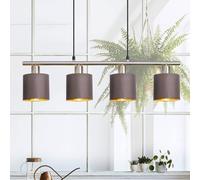 Näve Lampada sospens Maron 4 luci tessuto marrone/oro Näve