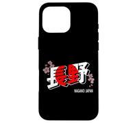 Nagano Japan City Kanji Word bandiera giapponese tema Custodia per iPhone 16 Pro Max