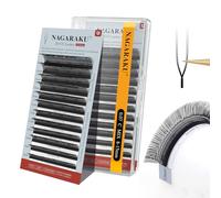 NAGARAKU 2D UU Ciglia 0.07 C 8-15mm Nero Doppio Strato Parallele Ventagli | Doppio Strati Paralleli E Compatti Base Sottile Morbide Leggere Soffici Ventagli Volume Intenso Naturale Applicazione Rapida