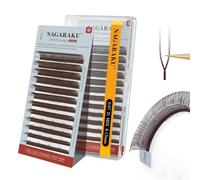 NAGARAKU 2D UU Ciglia 0.07 D 8-15mm Marrone Doppio Strato Parallele Volume | Doppio Strati Paralleli E Compatti Base Sottile Morbide Leggere Soffici Ventagli Volume Intenso Naturale Applicazione Rapida