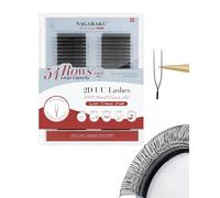 NAGARAKU 2D UU Ciglia Finte 54 File 4x Più di 12 File Doppia Punta Parallele Forma UU Leggere Fini Naturali Soffici Ciglia Volume Russo Pre-Fans Eyelash Cluster Extensions Nero Opaco (0,07 D 7-15mm)