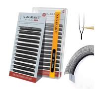 NAGARAKU 2D UU Ciglia Finte Doppia Punta Parallele Forma UU Leggere Fini Naturali Soffici Flessibili Compatte Ogni Ciglia È Visibile Volume Russo Pre-Fans Eyelash Cluster Nero Opaco (0,07 D 12mm)