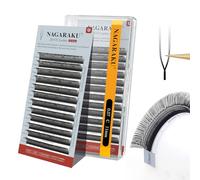 NAGARAKU 2D UU Ciglia Finte Doppia Punta Parallele Forma UU Leggere Fini Naturali Soffici Flessibili Compatte Ogni Ciglia È Visibile Volume Russo Pre-Fans Eyelash Cluster Nero Opaco (0,07 C 11mm)