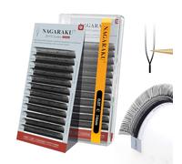 NAGARAKU 2D UU Ciglia Finte Doppia Punta Parallele Forma UU Leggere Fini Naturali Soffici Flessibili Compatte Ogni Ciglia È Visibile Volume Russo Pre-Fans Eyelash Cluster Nero Opaco (0,07 C 14mm)