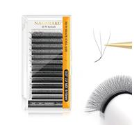 NAGARAKU 3D Extension Ciglia W Delle Ciglia Ciuffetti W Forma Tessuto a Mano Risparmio di Tempo Premade Fan Eyelash Extension Russian Volume Ventole Professional Naturali Ciglia Nero(0.07mm LU 8-15mm)