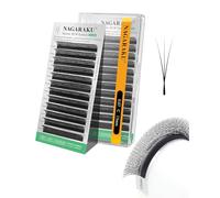 NAGARAKU 3D Stretto W Ciglia Forma W Volume Finito Fan Weave Pre-Formate A Ventaglio Con Manico Lungo Pronte All'uso Naturali Soffici Compatte Narrow Clover Lash Cluster Nero Opaco (0.07mm C 13mm)
