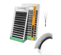 NAGARAKU 3D Stretto W Ciglia Forma W Volume Finito Fan Weave Pre-Formate A Ventaglio Con Manico Lungo Pronte All'uso Naturali Soffici Compatte Narrow Clover Lash Cluster Nero Opaco (0.07mm C 10mm)