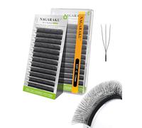 NAGARAKU 3D U Ciglia Finte Forma U Pre-Fan Fini Naturali Soffici Flessibili Compatte Ogni Tessuto a Mano Ciglia È Visibile Volume Russo Leggero Eyelash Extension Cluster Nero Opaco (0,07 C 12mm)