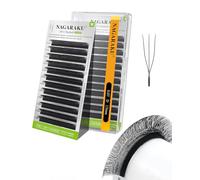 NAGARAKU 3D U Ciglia Finte Forma U Pre-Fan Fini Naturali Soffici Flessibili Compatte Ogni Tessuto a Mano Ciglia È Visibile Volume Russo Leggero Eyelash Extension Cluster Nero Opaco (0,07 D 13mm)