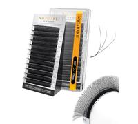 NAGARAKU 3D W Ciglia Finte Ventaglio Automatico Prefabbricate Tessitura Russa Volume Sottile Base Naturale Risparmio Di Tempo Dense E Soffici Per Artisti Professionisti Nero Opaco (0.07mm CC 15mm)