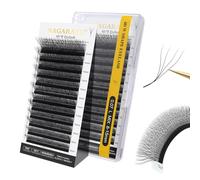 NAGARAKU 4D Extension Ciglia W Delle Ciglia Ciuffetti W Forma Tessuto a Mano Risparmio di Tempo Premade Fan Eyelash Extension Russian Volume Ventole Professional Naturali Ciglia Nero(0.07mm L 8-15mm)