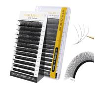 NAGARAKU 4D Extension Ciglia W Delle Ciglia Ciuffetti W Forma Tessuto a Mano Risparmio di Tempo Premade Fan Eyelash Extension Russian Volume Ventole Professional Naturali Ciglia Nero(0.10mm D 8-15mm)