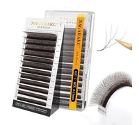 NAGARAKU 4D W Ciglia Forma W Volume Finito Fan Weave con Manico Lungo Risparmio di Tempo Naturali Ventaglio Pre-Fatto Ventole Facile da Espandere Cluster Folte Eyelash Marrone Scuro (0.07mm C 8-15mm)