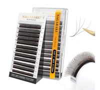 NAGARAKU 4D W Ciglia Forma W Volume Finito Fan Weave con Manico Lungo Risparmio di Tempo Naturali Ventaglio Pre-Fatto Ventole Facile da Espandere Cluster Folte Eyelash Marrone Scuro (0.07mm C 8-12mm)