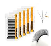 NAGARAKU 5 Cajas 3D W Ciglia Finte Ventaglio Automatico Prefabbricate Tessitura Volume Sottile Base Naturale Risparmio Di Tempo Dense E Soffici Per Artisti Professionisti Nero Opaco (0.07mm C 8-12mm)