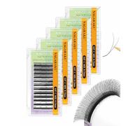 NAGARAKU 5 Cajas Ciglia 2D Y Volume Russo Forma Y Ventagli Prefabbricati Preformati Morbide Leggere Naturali Riempimento Rapido Effetto Densità Extension Ciglia Per Lash Artist Nero (0.07 C 8-15mm)