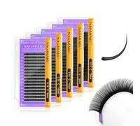 NAGARAKU 5 Scatole Individuali Ciglia Classiche 1:1 Professionali Effetto Volume Russo Leggere Morbide Naturali Punte Long Taper Sottili Radici Senza Colla Nero Opaco 16 Rows (0.15 C 9/10/11/12/13mm)