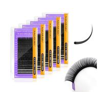 NAGARAKU 5 Scatole Individuali Ciglia Classiche 1:1 Professionali Effetto Volume Russo Leggere Morbide Naturali Punte Long Taper Sottili Radici Senza Colla Nero Opaco 16 Rows (0.15mm C 7-15mm)