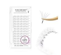 NAGARAKU 5D Volume Ciglia Extension 120 Fans Ventagli Prefabbricati Premade Fans Stretto Stelo Cluster Base Sottile Appuntita Russo Ciglia Finte Ciuffetti Fluffy Soffici Naturali Nere (0.07 C 10mm）