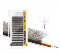 NAGARAKU 5D W Ciglia 0.07 C 8-15mm Ventagli Russa Prefabbricati Marrone | Effetto Nudo E Naturale Perfetto Per Capelli Chiari E Scuri Volume Base Sottile Fibre Morbide Leggere Look Elegante Chic