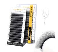 NAGARAKU 5D W Ciglia Versione 2.0 Camelia Volume Finito Fan Weave con Manico Lungo Naturale Morbido Forma Petalo Ventaglio Prefatto Ventole Cluster Delle Ciglia Folte Nero Opaco (0.07mm C 13mm)