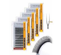 NAGARAKU 5er Pack 2D UU Ciglia 0.07 C 8-15mm Nero Doppio Strato Parallele | Doppio Strati Paralleli E Compatti Base Sottile Morbide Leggere Soffici Ventagli Volume Intenso Naturale Applicazione Rapida