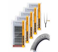 NAGARAKU 5er Pack 2D UU Ciglia 0.07 D 8-15mm Nero Doppio Strato Parallele | Doppio Strati Paralleli E Compatti Base Sottile Morbide Leggere Soffici Ventagli Volume Intenso Naturale Applicazione Rapida