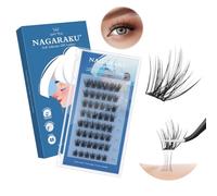 NAGARAKU Ciglia Autoadesive 48 Cluster DIY Senza Dispositivo Rimozione Della Colla Premendo Ciglio Riutilizzabili Volume Morbido Aspetto Naturale Fata 0.07mm C 10-16mm