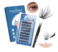 NAGARAKU Ciglia Autoadesive con Pinzette Set 48 Cluster Senza Dispositivo di Rimozione Della Colla Ciglia Pressanti Riutilizzabili Pre-Incollate Aspetto Naturale DIY Ciglia da Fata (0,07mm C 10-16 mm)
