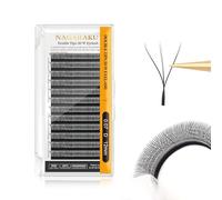 NAGARAKU Doppia Punta 6D Extension Ciglia W Delle Naturali Ciglia Ciuffetti W Forma Tessuto a Mano Risparmio di Tempo Premade Fan Eyelash Russian Volume Ventole Professional Nero(0.07mm D 12mm)