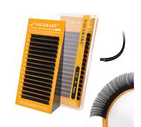 NAGARAKU Ellisse Piatta Ciglia 5ª Generazione Doppie Punte Stabile Ultra Leggere Sottili Naturali Individuale Piatte Divise Single Ellipse Flat Volume lash Nero Opaco 16 File (0.20 D 9mm）