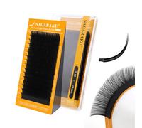NAGARAKU Ellisse Piatta Ciglia 5ª Generazione Doppie Punte Stabile Ultra Leggere Sottili Naturali Individuale Piatte Divise Single Ellipse Flat Volume lash Nero Opaco 16 File (0.15 C 14mm）