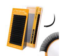 NAGARAKU Ellisse Piatta Ciglia 5ª Generazione Doppie Punte Stabile Ultra Leggere Sottili Naturali Individuale Piatte Divise Single Ellipse Flat Volume lash Nero Opaco 16 File (0.20 D 12mm）
