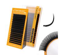 NAGARAKU Ellisse Piatta Ciglia 5ª Generazione Doppie Punte Stabile Ultra Leggere Sottili Naturali Individuale Piatte Divise Single Ellipse Flat Volume lash Nero Opaco 16 File (0.20 D 8-15mm）