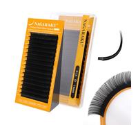 NAGARAKU Ellisse Piatta Ciglia 5ª Generazione Doppie Punte Stabile Ultra Leggere Sottili Naturali Individuale Piatte Divise Single Ellipse Flat Volume lash Nero Opaco 16 File (0.15 D 14mm）