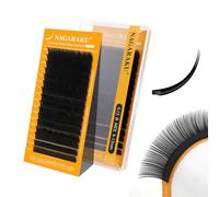 NAGARAKU Ellisse Piatta Ciglia 5ª Generazione Doppie Punte Stabile Ultra Leggere Sottili Naturali Individuale Piatte Divise Single Ellipse Flat Volume lash Nero Opaco 16 File (0.15 B 8-12mm)