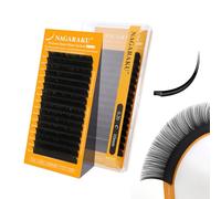 NAGARAKU Ellisse Piatta Ciglia 5ª Generazione Doppie Punte Stabile Ultra Leggere Sottili Naturali Individuale Piatte Divise Single Ellipse Flat Volume lash Nero Opaco 16 File (0.20 C 10mm）