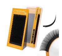 NAGARAKU Ellisse Piatta Ciglia 5ª Generazione Doppie Punte Stabile Ultra Leggere Sottili Naturali Individuale Piatte Divise Single Ellipse Flat Volume lash Nero Opaco 16 File (0.15 C 12mm）