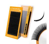 NAGARAKU Ellisse Piatta Ciglia 5ª Generazione Doppie Punte Stabile Ultra Leggere Sottili Naturali Individuale Piatte Divise Single Ellipse Flat Volume lash Nero Opaco 16 File (0.15 C 11mm）