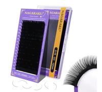 NAGARAKU Individuali Ciglia Classiche 1:1 Extension Ciglia Professionali Effetto Volume Russo Leggere Morbide Naturali Punte Long Taper Sottili Radici Senza Colla Nero Opaco 16 Rows (0.15 CC 12mm)