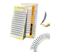 NAGARAKU Narrow Comic Spire Ciglia 240 Fans Ventagli Blend Anime Manga Lash Volume Morbido e Leggero Monopezzo Preconfezionato Individuale Facile da Applicare Base Piatta Punta Ventaglio (0.07 D 13mm)