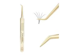 NAGARAKU Pinzette Ciglia Volume Curva Pinzetta Professionali Oro Precisione Punta Curva Pinzette In Acciaio Inossidabile Impugnatura Antiscivolo Leggere Sottili Tweezer Per Creare Lash Volume (N-07)