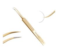 NAGARAKU Pinzette Microfibra Ciglia Volume Curva Pinzetta Oro Punta Fibra Di Precisione Punta Curva Professionali 5cm Antistatiche Antiscivolo Inossidabile Tweezer Per Extension Ciglia Volume (AG-02)