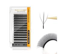 NAGARAKU Triplo Nucleo 3D Extension Ciglia W Delle Ciglia Ciuffetti W Forma Tessuto a Mano Risparmio Tempo Eyelash Extension Russian Volume Ventole Professional Naturali Ciglia Nero(0.07mm D 8-15mm)
