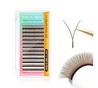 NAGARAKU YY Ciglia Extension 4D Ciglia a Forma di Y Ventagli Prefabbricati Volume Russo Premade Fans Naturale Eyelash Individuali Cluster Wispies Incrociate Ciglia Marrone 12 File(0.07 C 8-15mm）